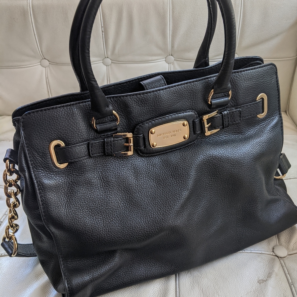Michael Kors black pebble leather handbag